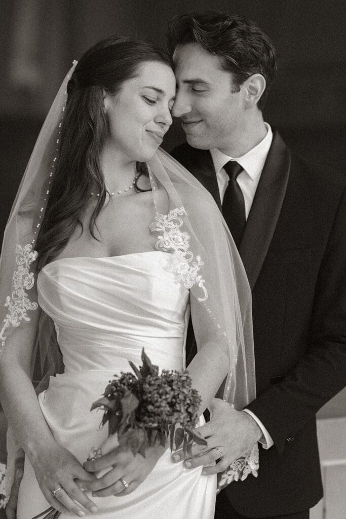 Bride and groom portrait on San Francisco City Hall 4th floor